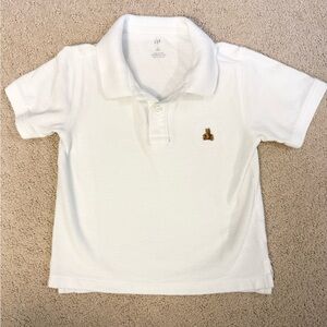 Gap Kids White Polo Shirt 4T Toddler Boys Uniform Shirt Bear Logo